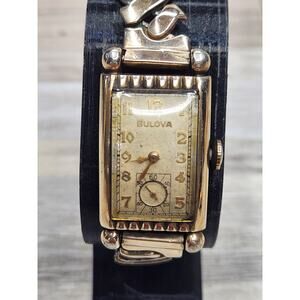 Antique 1940 10k Gold Filled Mens Bulova Tank Watch- 21 Jewel.